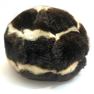 Wakö 1960s brown/white striped faux fur ladies hat hand made in France, mint