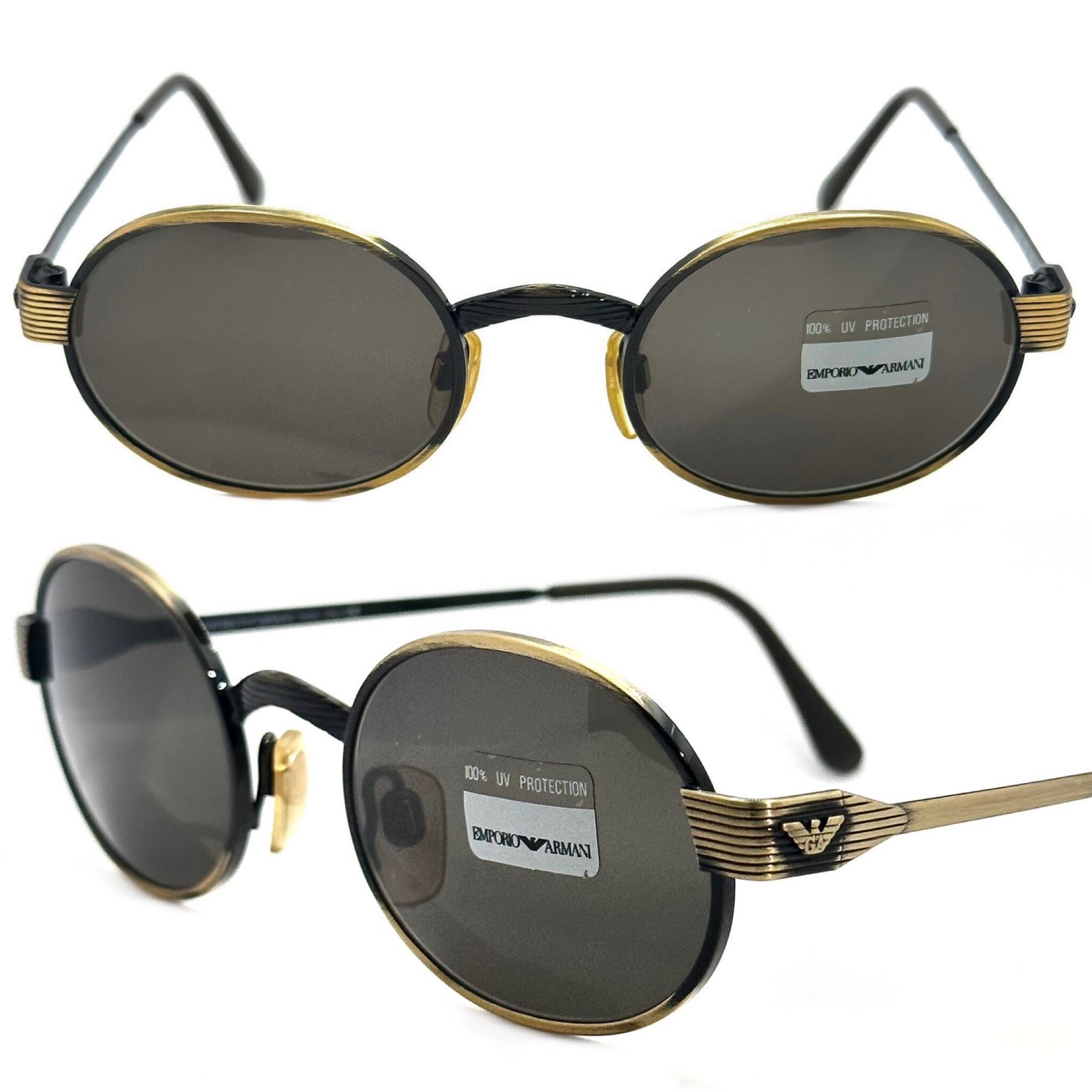 Emporio Armani 055-S Oval Antique Brass Sunglasses W/ Eagle