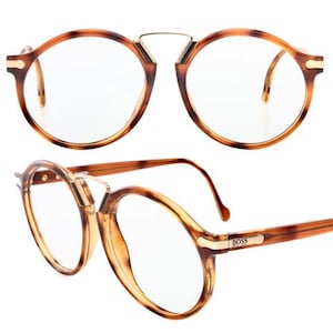 Hugo Boss round tortoise eyeglasses frames made in Germany by Carrera, 80s NOS
