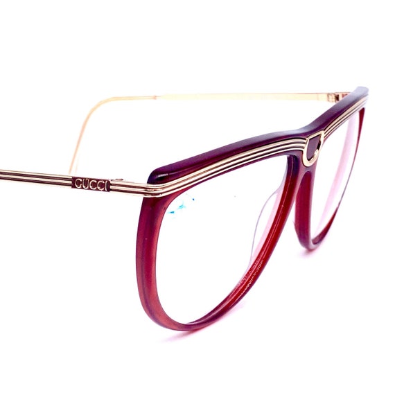 Gucci 2303 burgundy & carved gold ladies eyeglass… - image 3