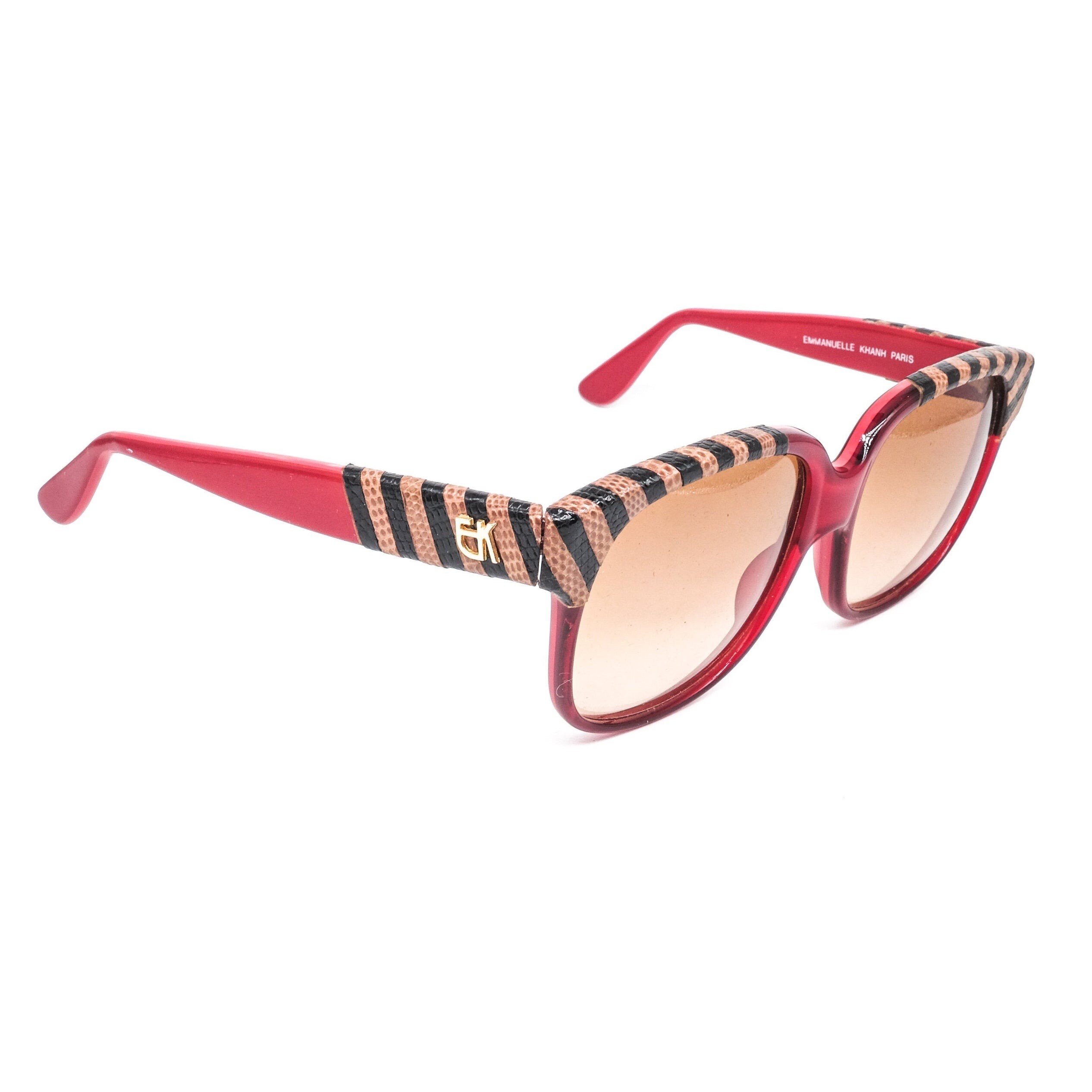 Emmanuele Khanh 119 Sunglasses in Genuine Lizard Color/Tortoiseshell & Gold, HTF EMMANUELLE KHANH 8780 ORIGINAL VINTAGE SUNGLASSES GENUINE  main image 4