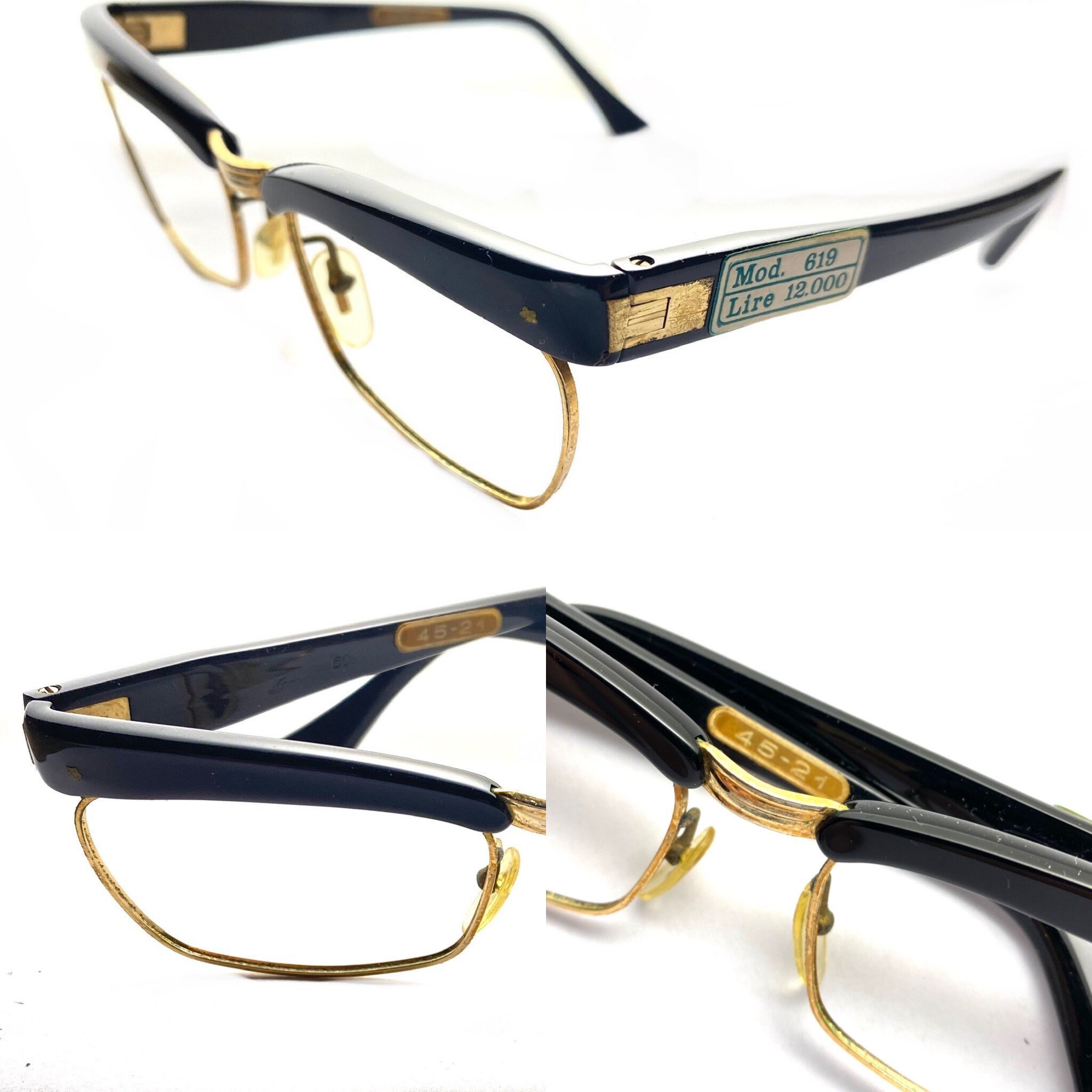 Sferoflex Leonardo 619 1950s NOS gold filled cateye eyeglasses hand made Italy, mint