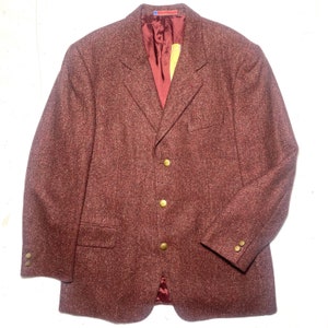 Ungaro pour Homme Veste blazer en laine mélangée bordeaux des années 80, menthe