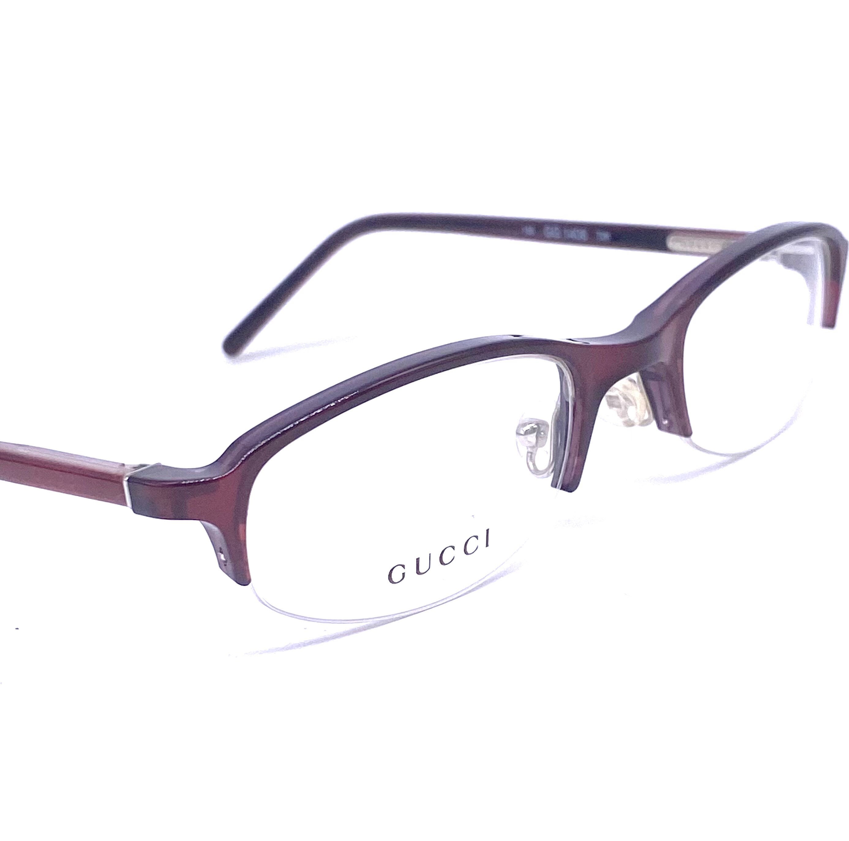 Gucci GG1406 Minimalist Oval Wine Color Half Rimmed Glasses