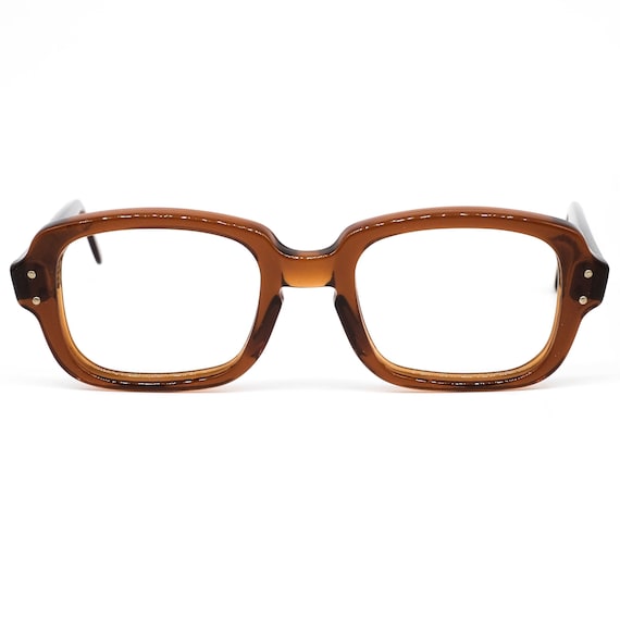 米軍 実物 ROMCO R-5A 眼鏡フレーム Romco US Army Square Brown Translucent Acetate Glasses W Silver