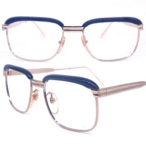 MetalVista Mario 60s iconic square gold plated black rolled brows frames, super geeky, NOS made in Italy