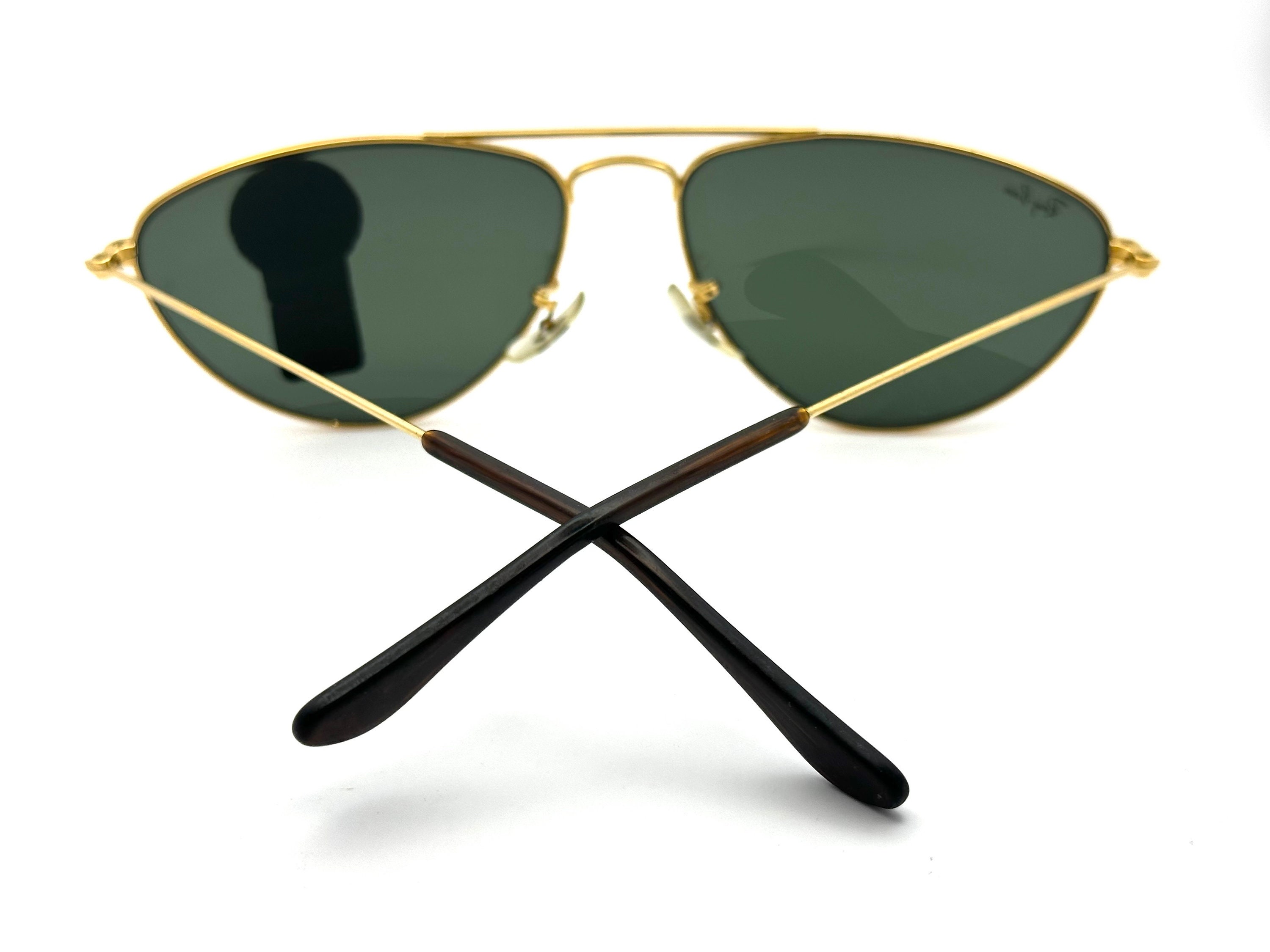 Rayban B&l W1082 59-16 Gold Plated Metal Aviator Sunglasses