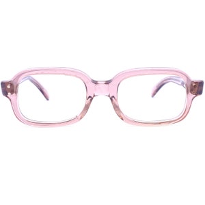 Röhm 1940s Kinderbrillengestell, transluzent rosa quadratisch/rechteckig, Größe 44-18