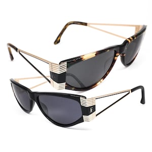 Lunettes de soleil oeil de chat en forme de larme Alberta Ferretti avec branches coupées, design des années 80, Italie