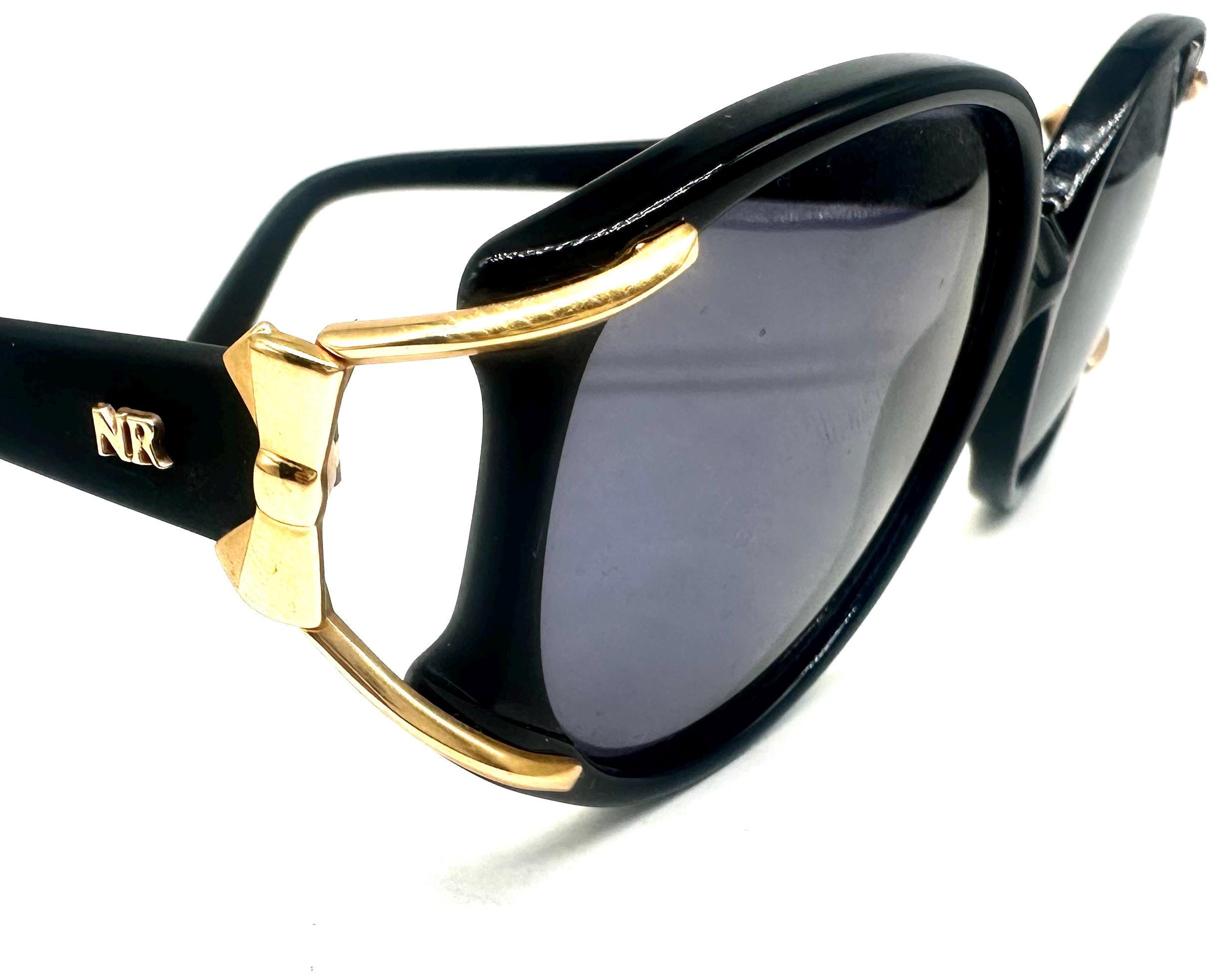Nina Ricci Elegant Black and Tan Sunglasses NINA RICCI Vintage Sunglasses Square 130-2-F16 Brown Clear  main image 3