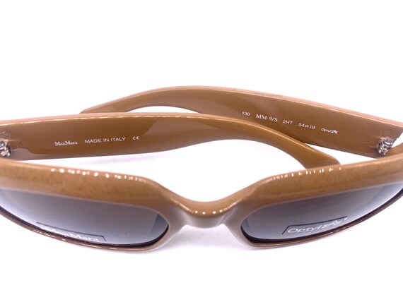 MaxMaraサングラス美品ヴィンテージ Maxmara Fancy Beige Thick Square Optyl Sunglasses, Temples W