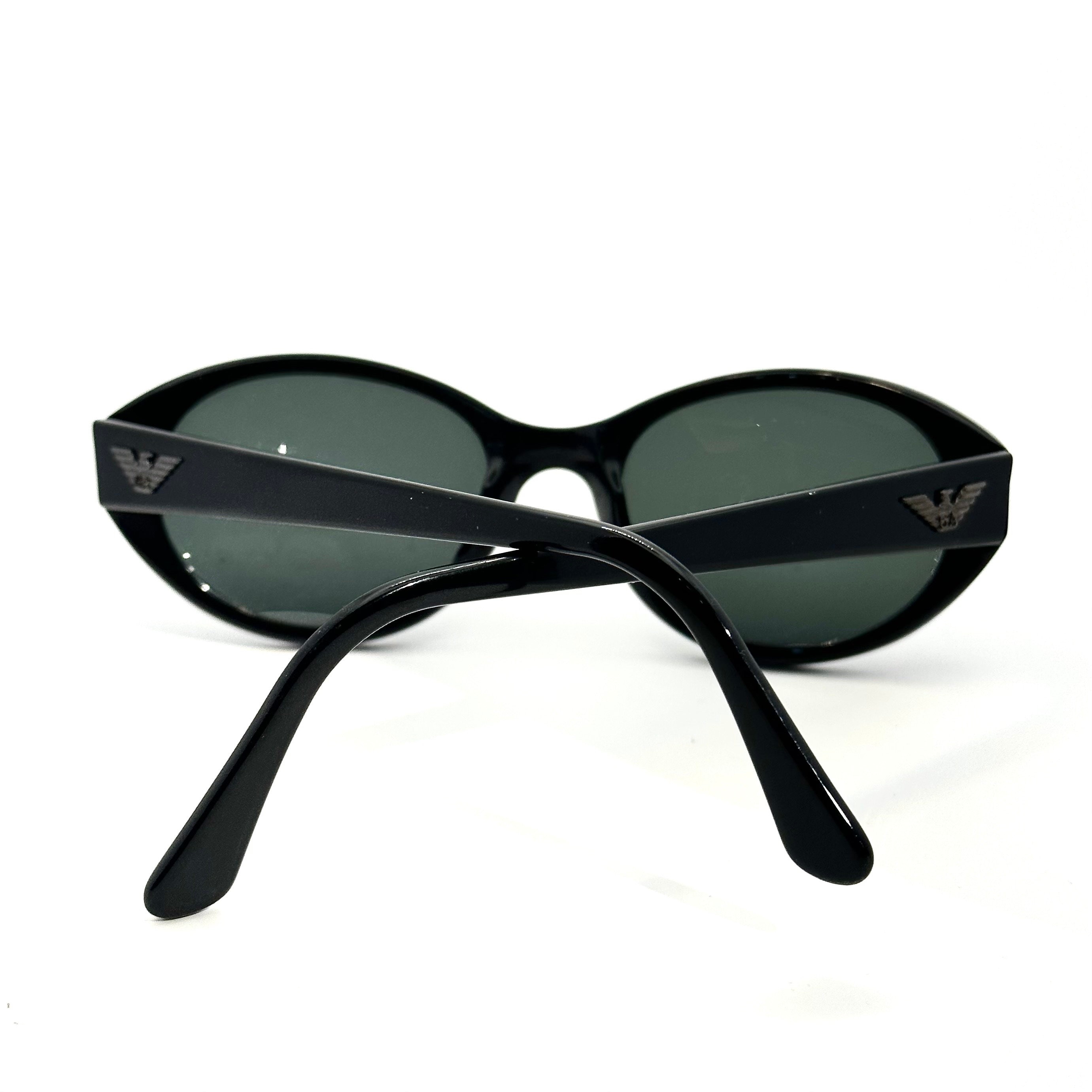 Emporio Armani 560-S Oval Sunglasses Black With Silver Eagle Logo