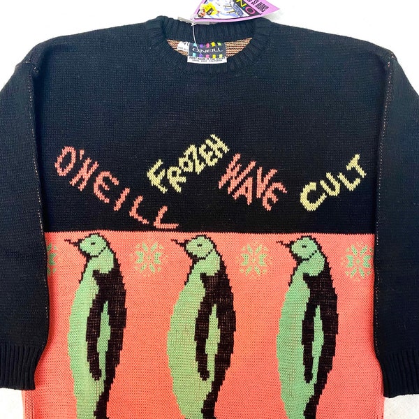 O’Neill “Frozen Waves Kult” Neon Pinguine süßeste Pullover, NOS w Tags, 2 Größen