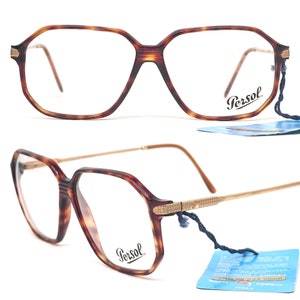 Persol Ratti 9102-B square tortoise eyeglasses w golden temples, NoS 80s Italy