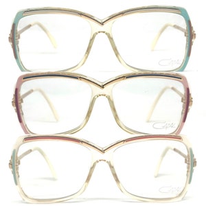 Cazal 177 avant garde square oversized eyeglasses in three color combinations, NoS 80s W Germany