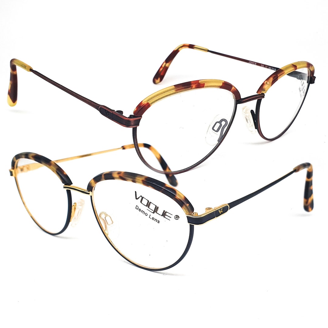 Vogue Joyce Metallic Eyeglasses Frames With Thick Acetate Browline and