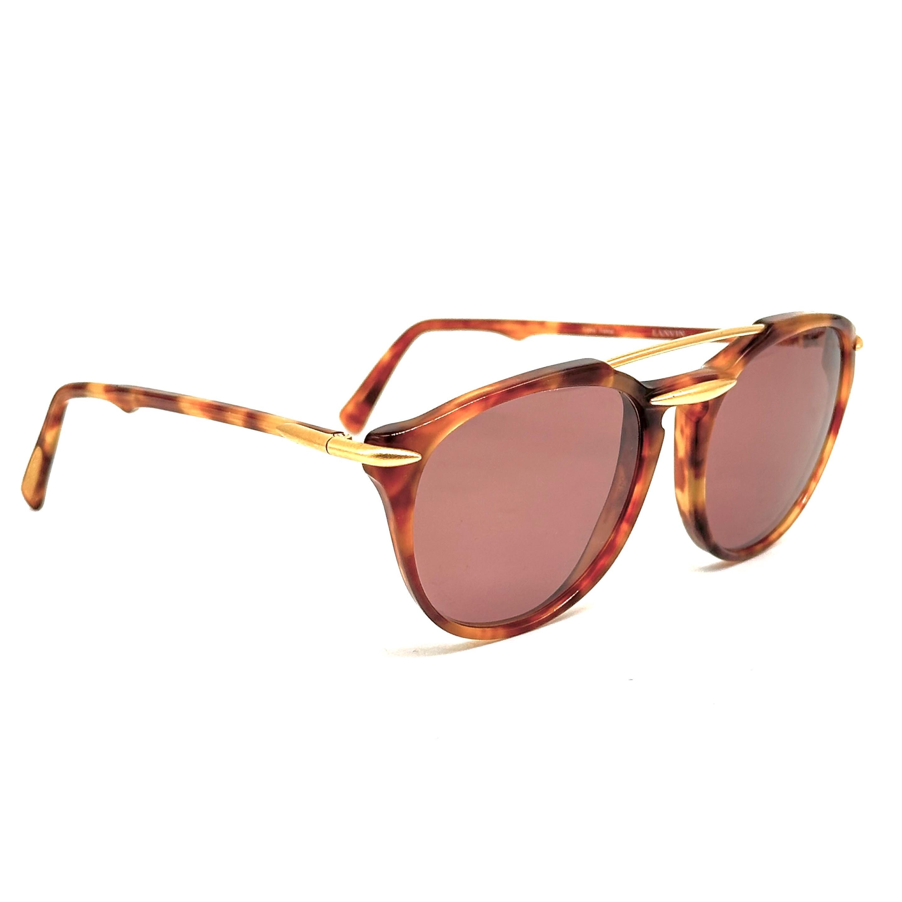 Lanvin Retro Top Bar Brown Tinted Aviator Sunglasses