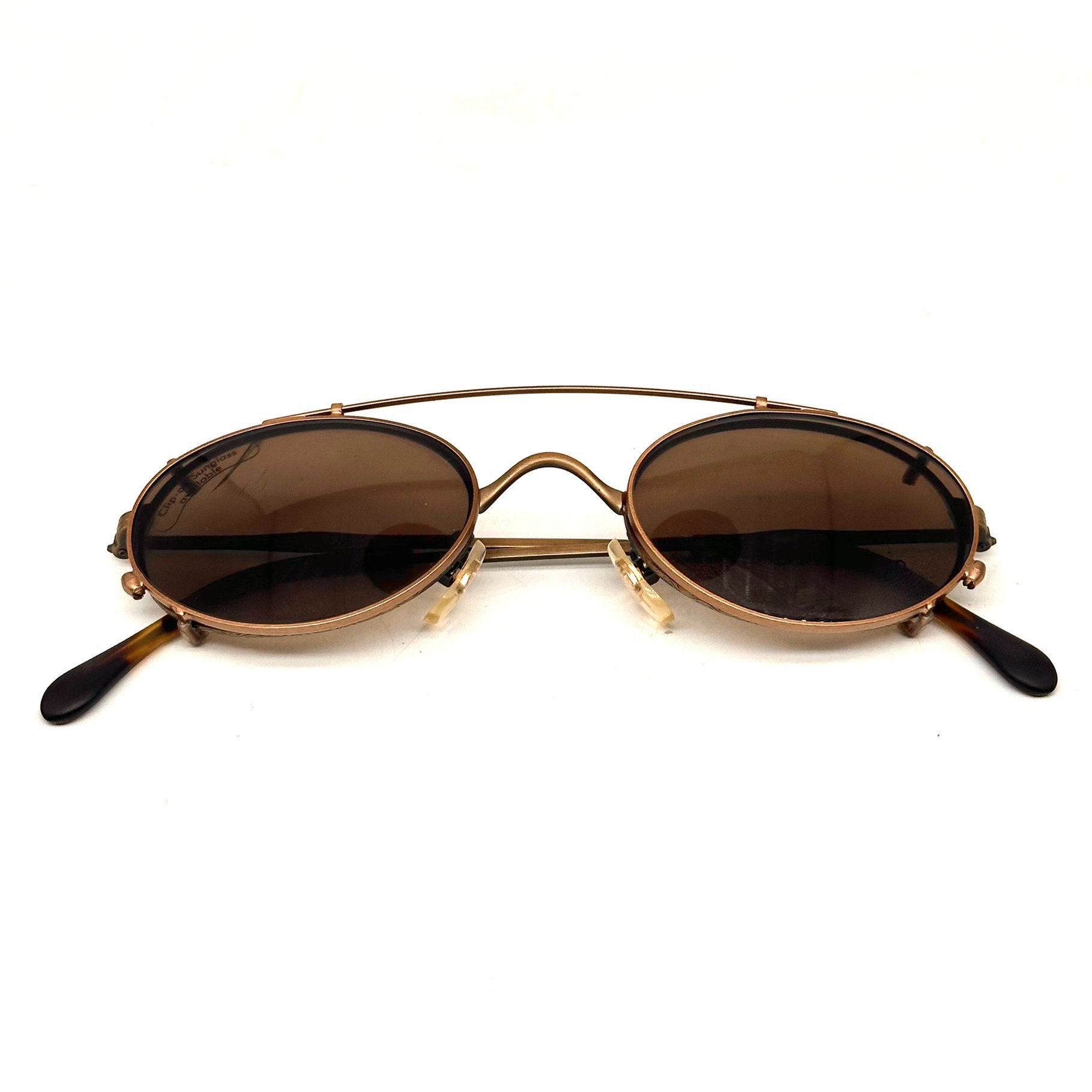 Occhiali Clip-On Ovali Flip Up Lenti Marroni/Rame - Unisex, Protezione UV