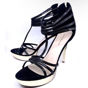Laura Biagiotti high heels shoes w black strass, New and unworn