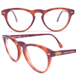 Giorgio Armani retro round keyhole tortoise  eyeglasses frames, 1980s NOS