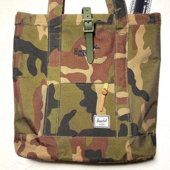 Herschel bomber military camo tote shoulder all day unisex canvas bag early 2000 never used
