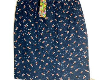 NaJ Oleari cotton jersey navy mini skirt with floral anice print, 90s new with tags