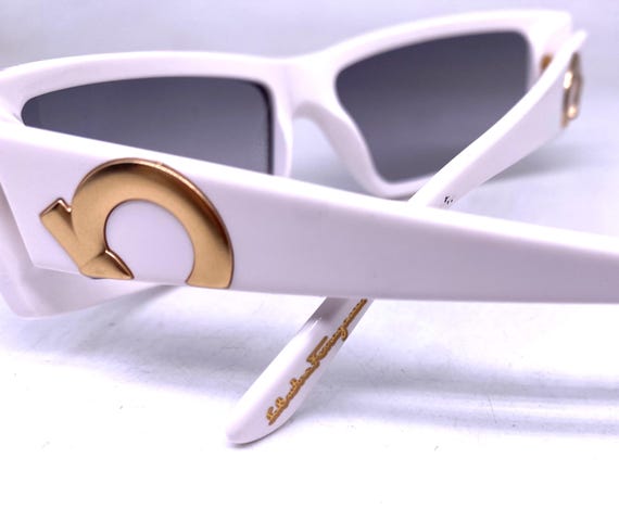 Ferragamo white acetate rectangular sunglasses w … - image 8