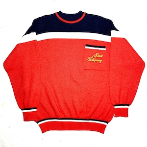 Best Company 80s preppy red/blue/white striped pure new wool sweater, great condition.
