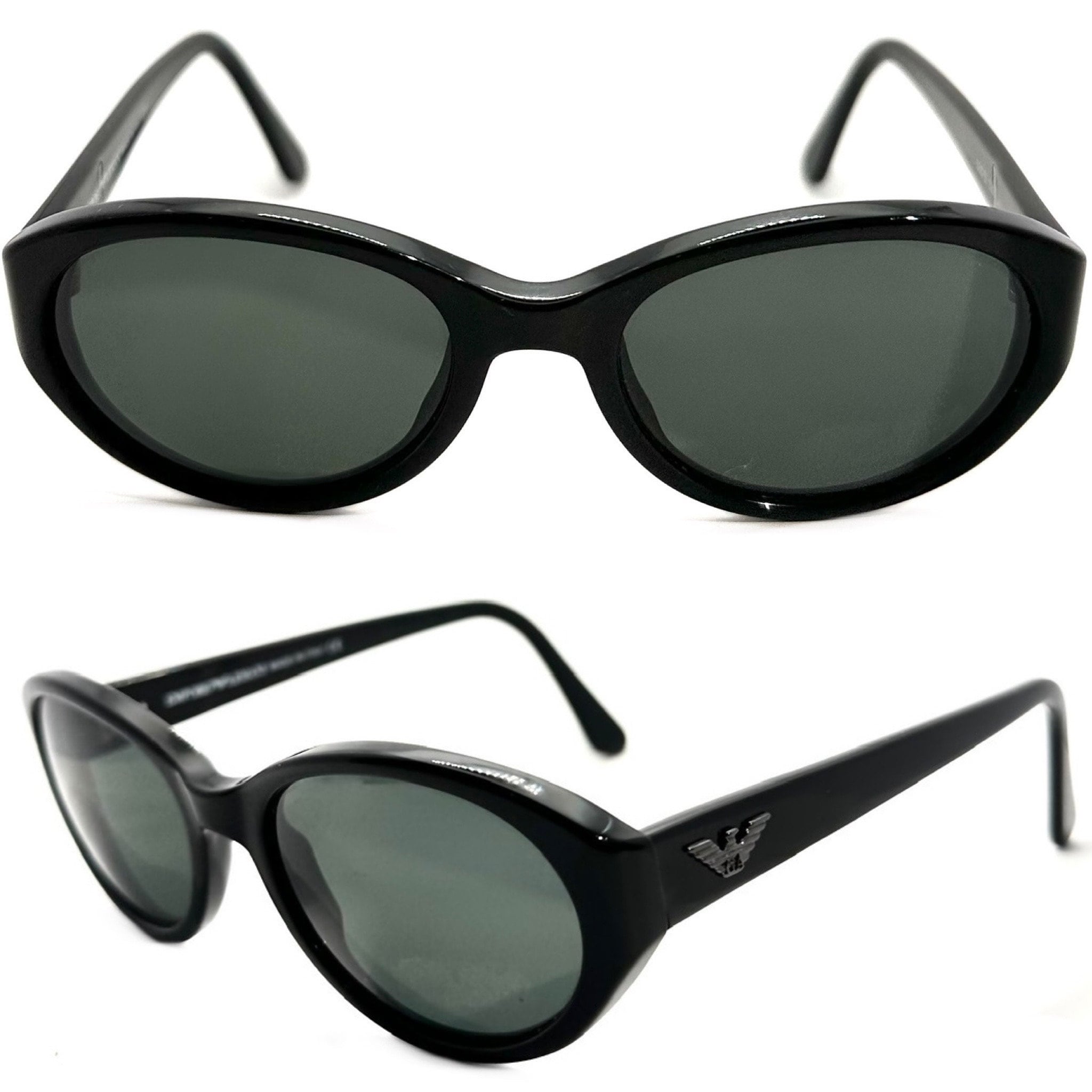 90s EMPORIO ARMANI oval sunglasses ノームコア ARMANI Vintage Sunglasses Rare Oval Round Gold Eagle Giorgio
