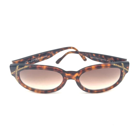 Courreges 8710 Tortoise Oversized Sunglasses W Golden Sparks