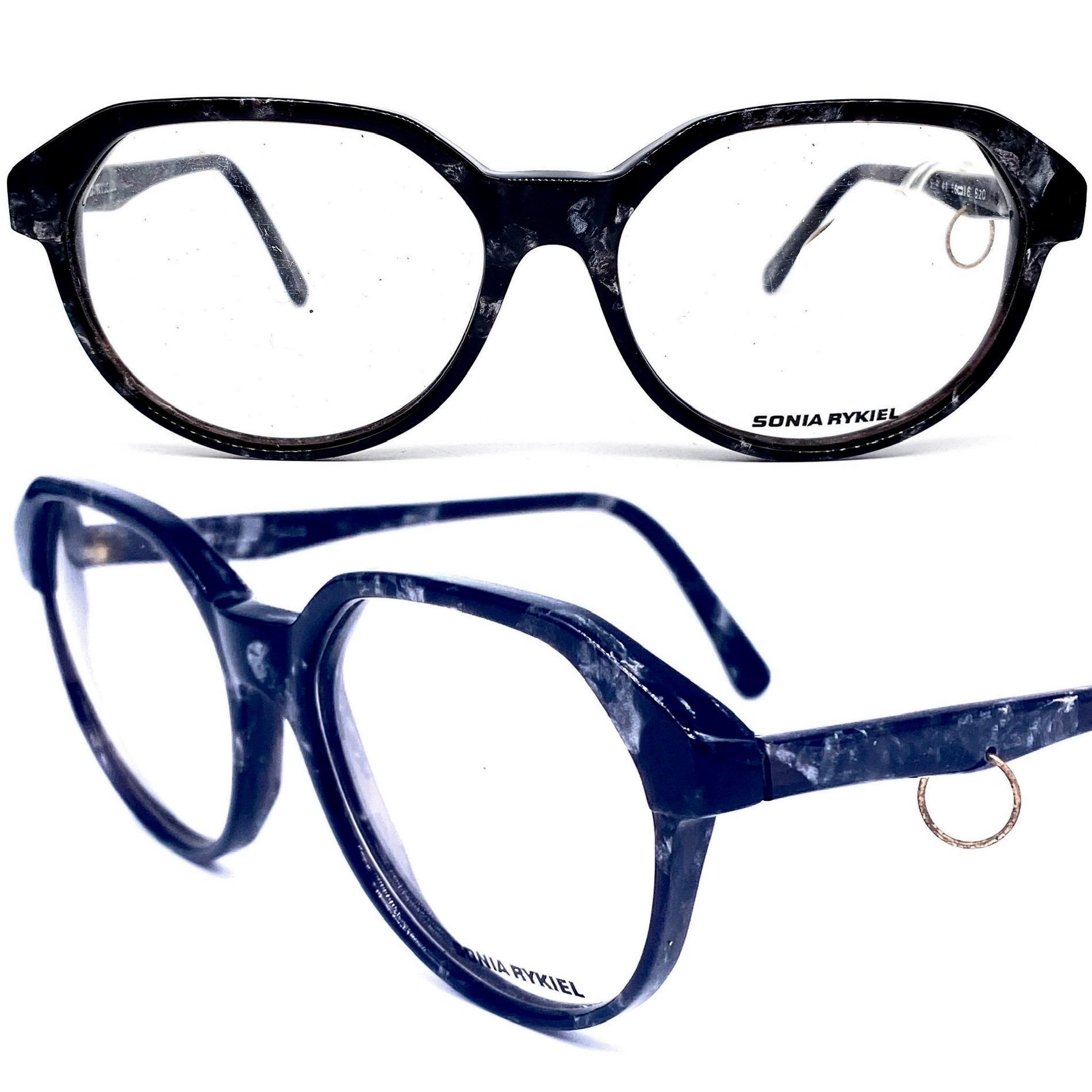 Sonia Rykiel Cool Black Marbled Panto Flat Brow Glasses Frames