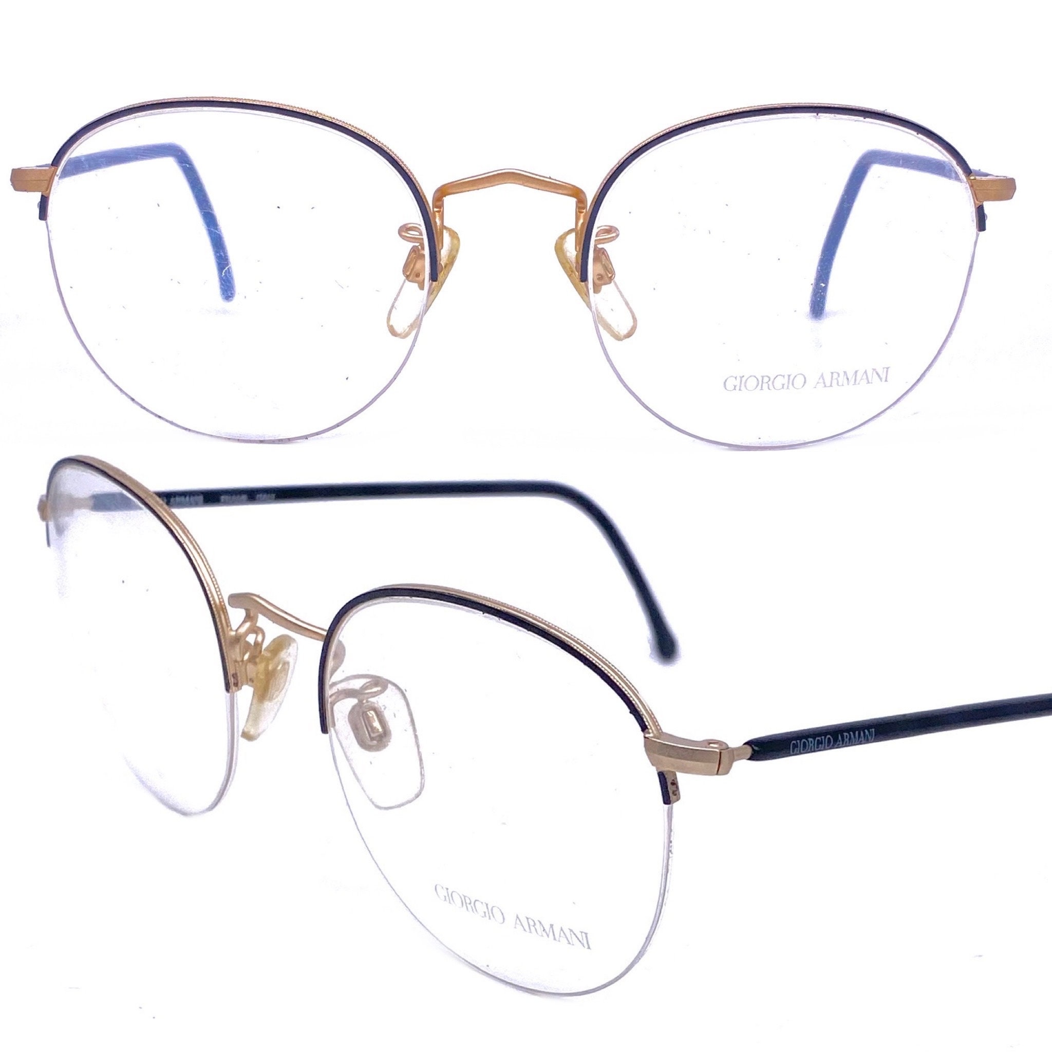 Giorgio Armani 142 Round Half Rimmed Glasses With Black Temples NOS 80s Italy Etsy
