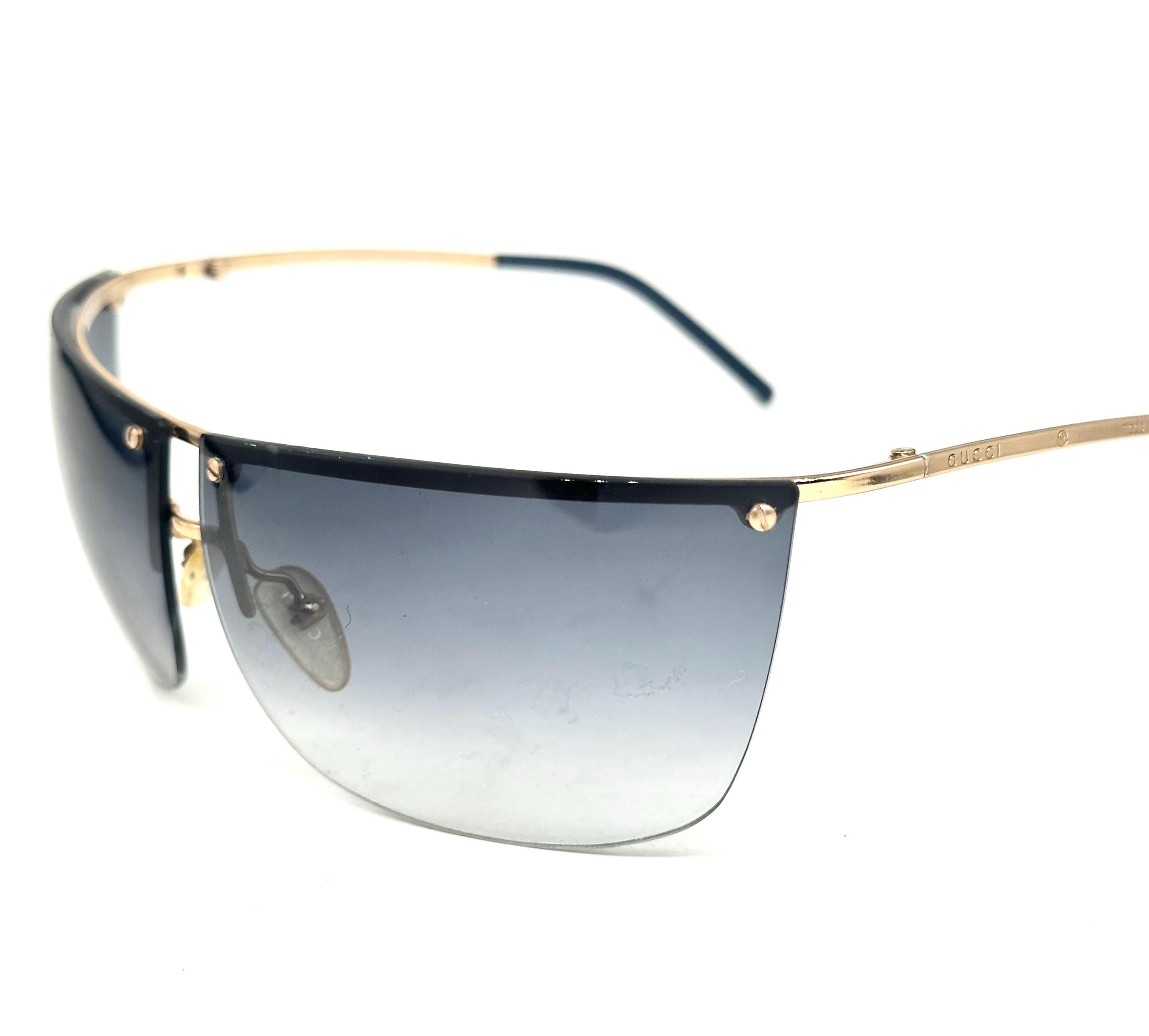 Gucci GG2653 Golden Rimless Wrap Sunglasses W Grey Fade 