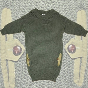 Abito maglione militare a trecce Iceberg con tasche, made in Italy anni &#39;90, nuovo