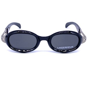 Karl Lagerfeld 90s oval black avant garde sunglasses made in France, NOS mint