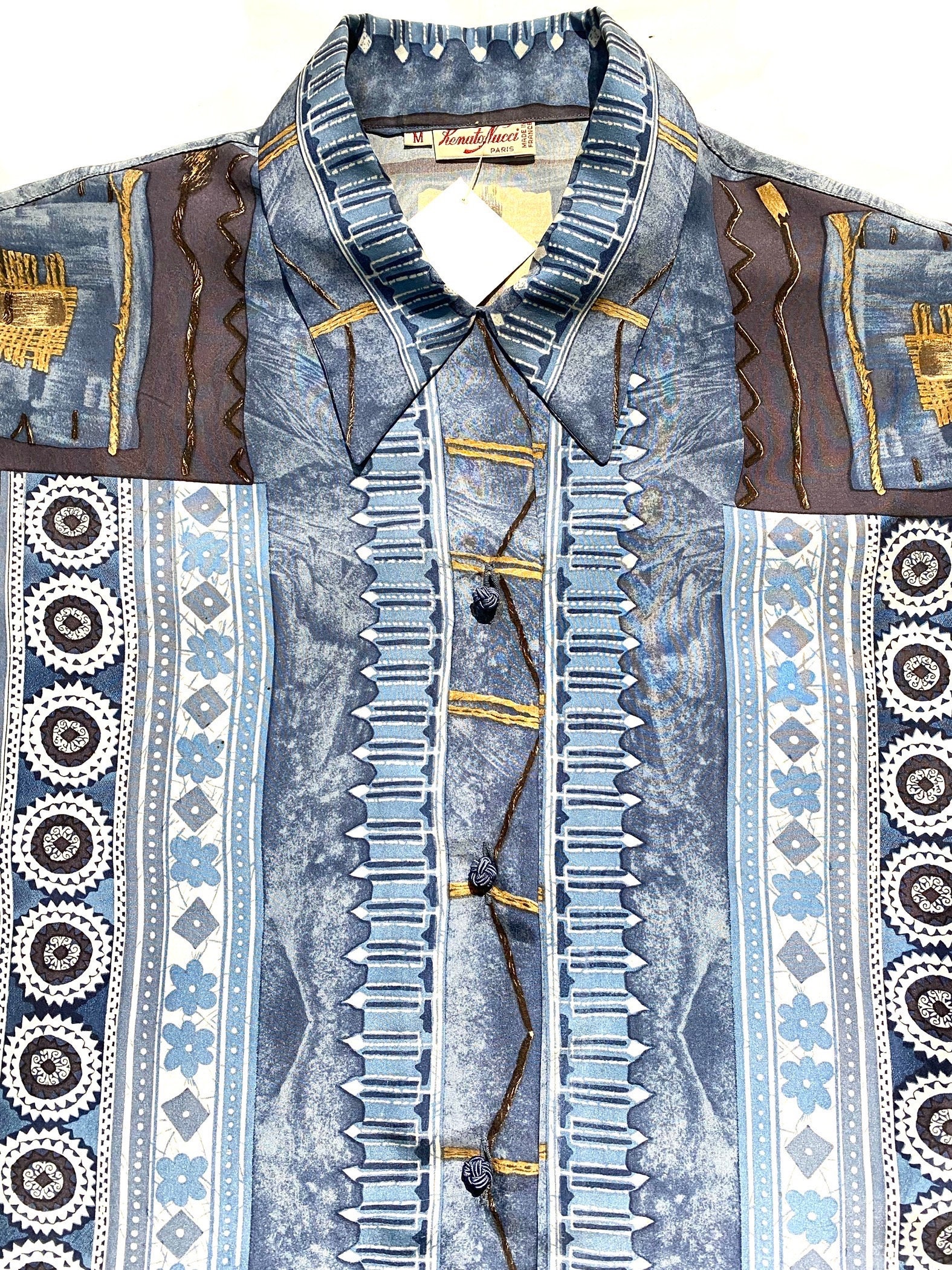 新品 Renato Nucci フランス製 シルク100% スカーフ柄 シャツ 新品 Renato Nucci フランス製 シルク100% スカーフ柄 シャツ