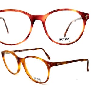 Kenzo k111 Journaliste honey tortoise pantos frames with golden leaf pins, NOS 80s hand made in France