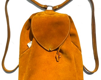 Tan suede leather backpack made in Italy, 1980s great condition