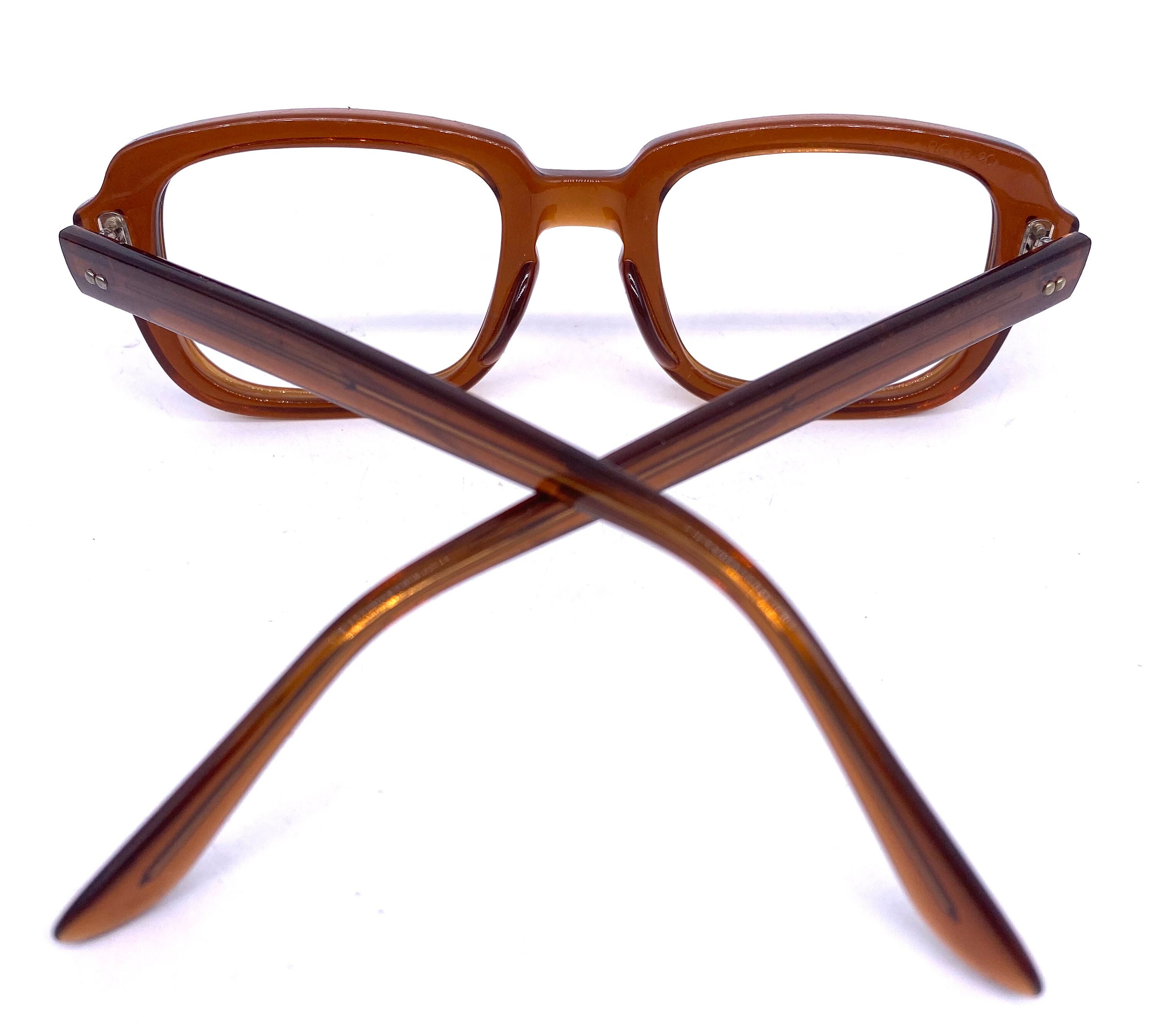 Romco US Army Square Brown Translucent Acetate Glasses W Silver