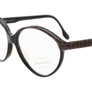 Missoni M80 black cateye eyeglasses frames w real knitted fabric inserts, Nos 80s Italy