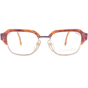 Christian Dior 2587 preppy tortoise gold clubmaster eyeglasses frames, 1980s NOS