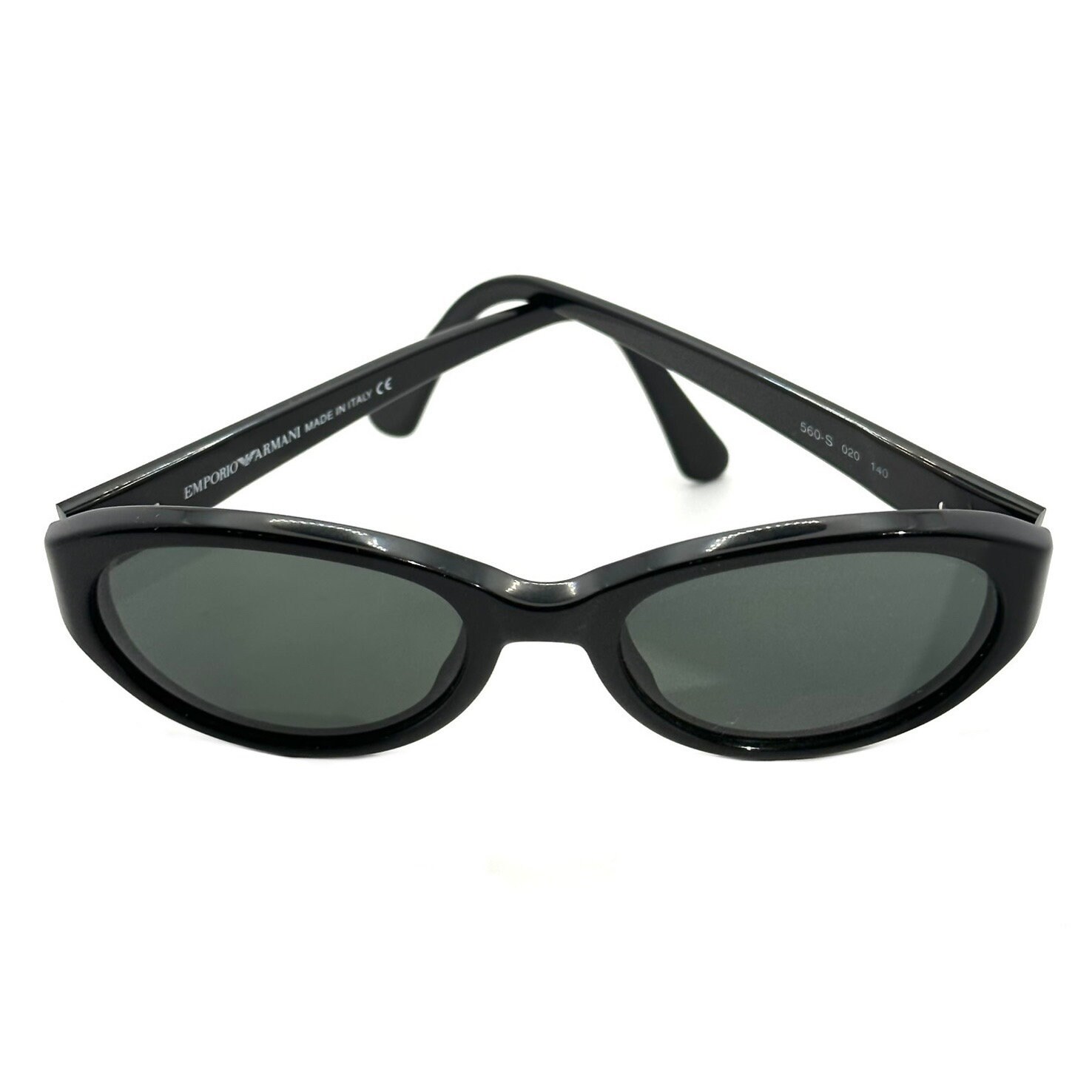 Emporio Armani 560-S Oval Sunglasses Black With Silver Eagle