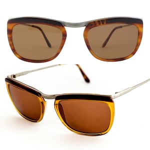 Romeo Gigli RG5 retro square tortoise-silver cello/metal sunglasses, 2 colors available, NOS 80s Italy