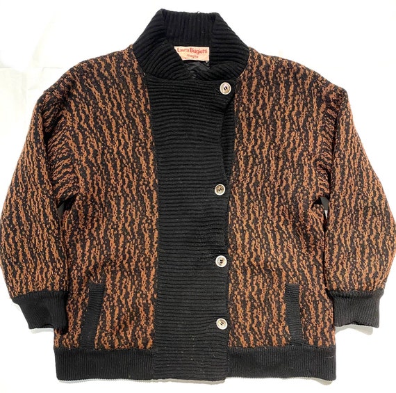 Laura Biagiotti Brown/black Zebra Pattern Wool Knitted