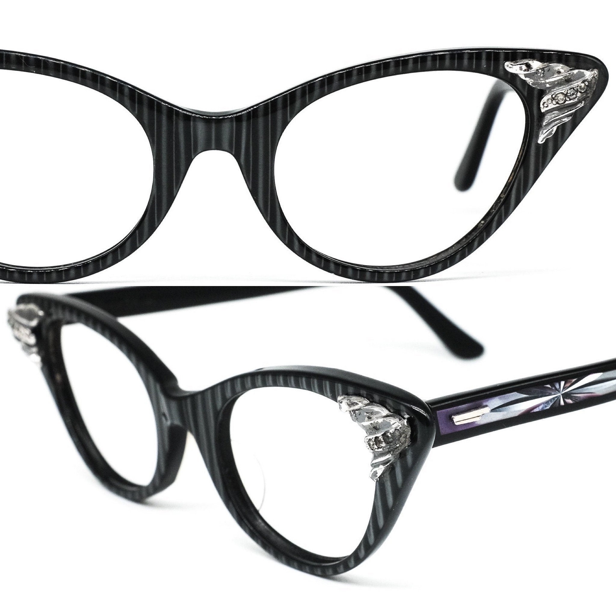 Shuron Rare Vintage Black Cateye Eyeglasses Frames With