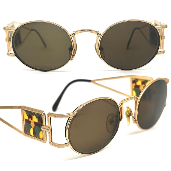 Jean Paul Gaultier 56-4672 Rare Gold Plated Round Steampunk