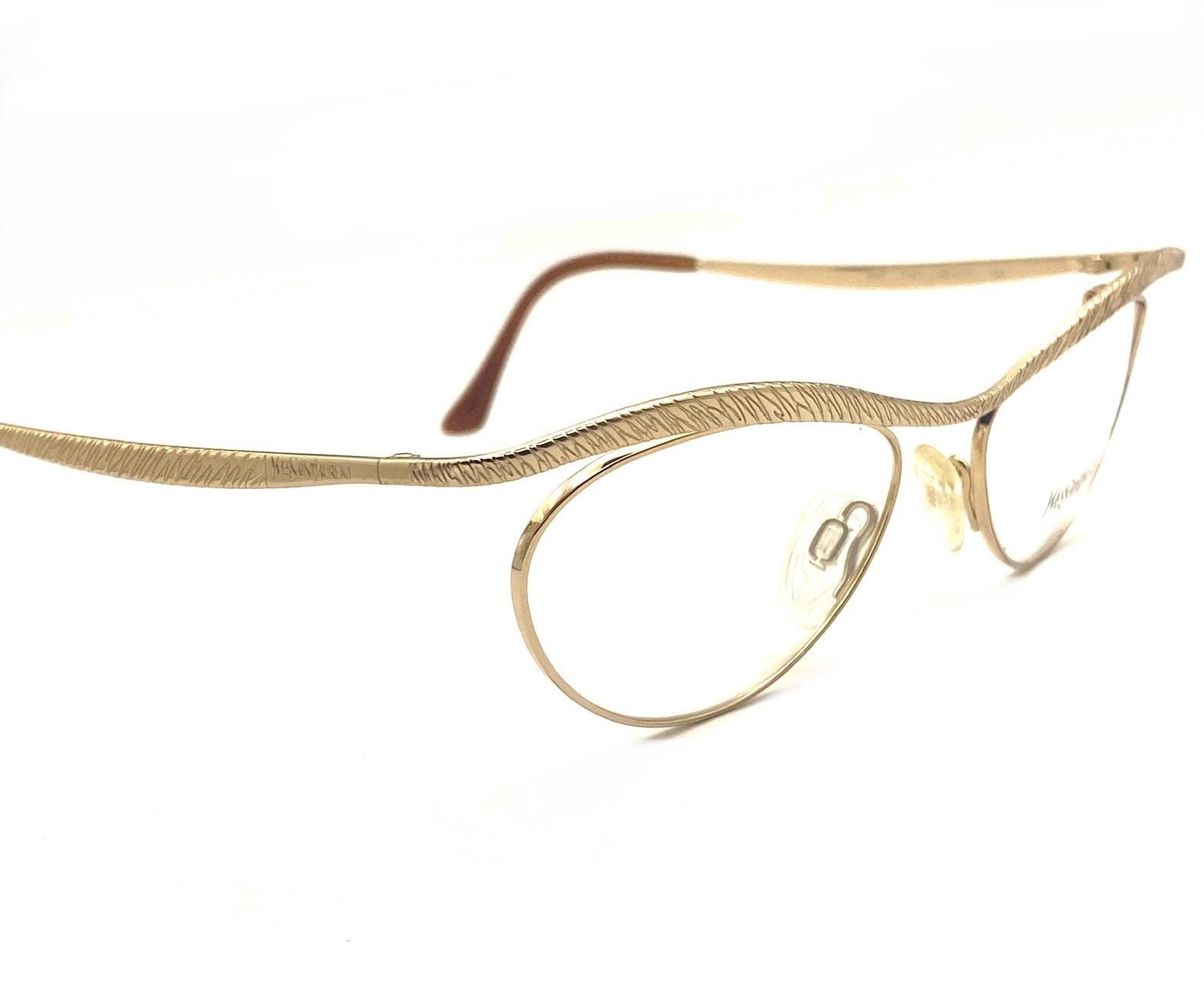 YSL Saint Laurent 4047 Modernist Golden Cateye Frames With Carved