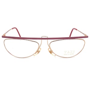 Taxi by casanova modernist flat top red/gold eyeglasses frames,1980s nos