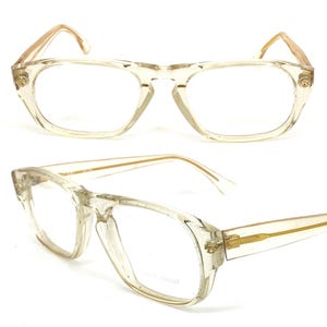 Pierre Daniel 70s NOS clear acetate keyhole rectangle-drop glasses frames hand made in Italy, mint