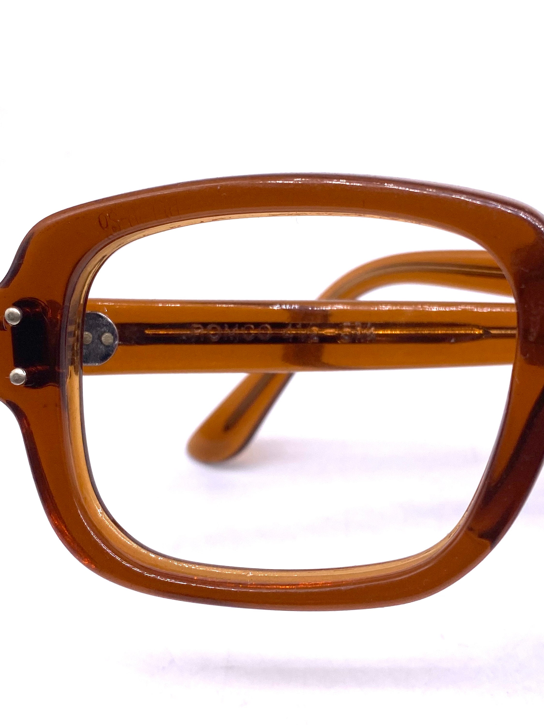 Romco US Army Square Brown Translucent Acetate Glasses W Silver